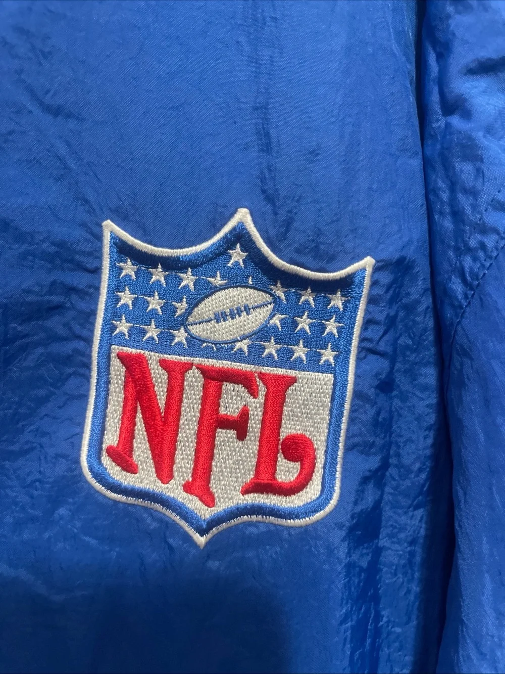 NFL Reebok Mens Vintage 90s Blue Windbreaker V-Neck Pullover  Large Pockets